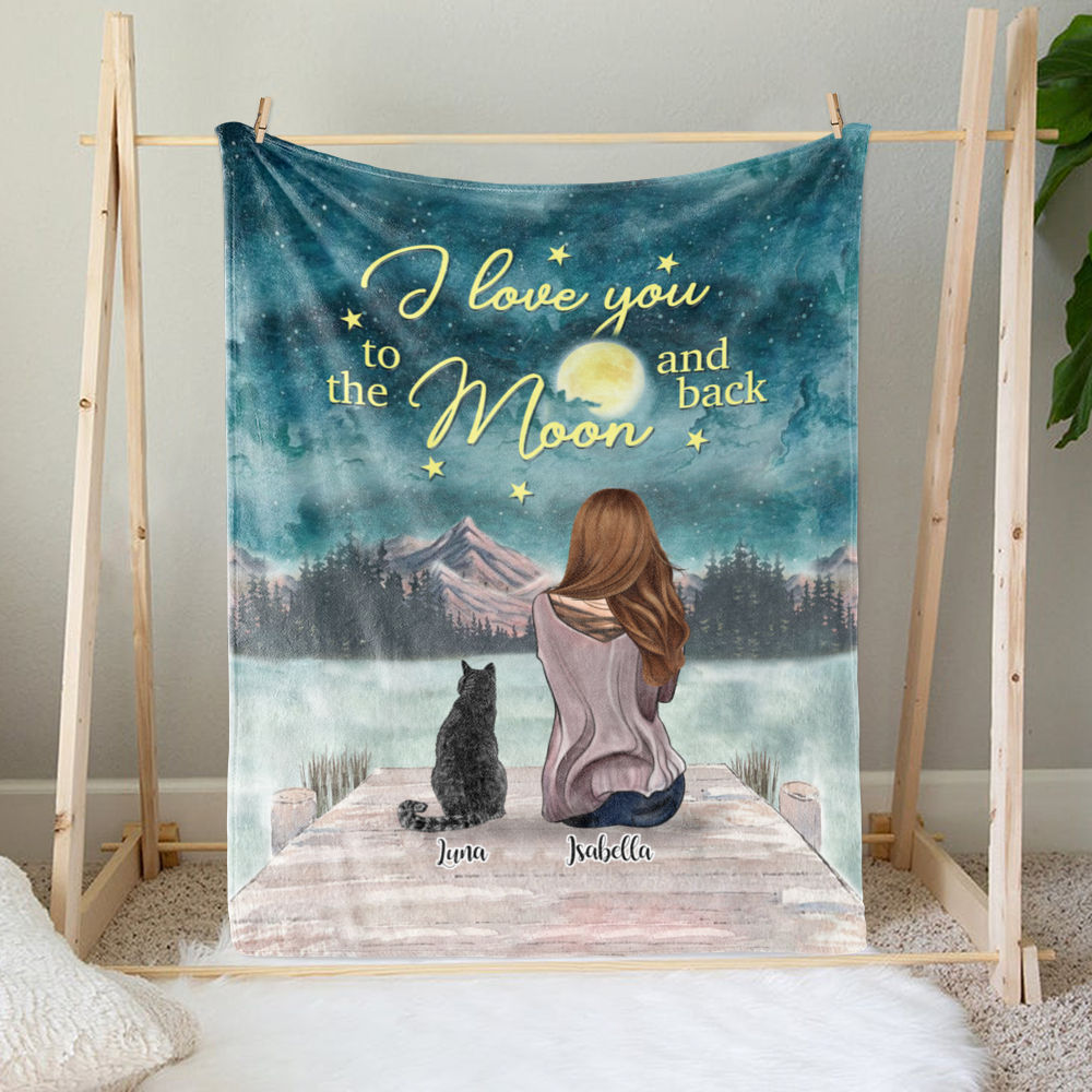 Personalized Fleece Blanket - I Love You to the Moon and Back_1