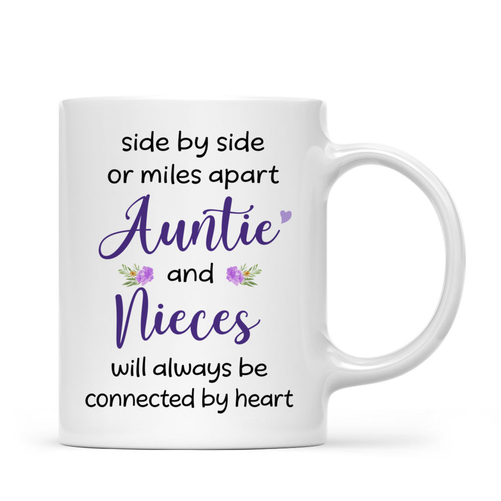 Personalized Mug - Auntie & Nieces - Side by side or miles apart Auntie and Nieces will always be connected by heart (14165 - 216)_2