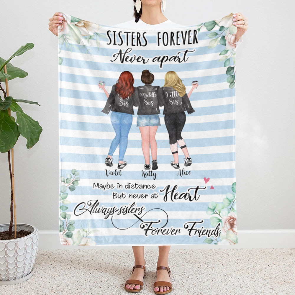 Customizable Fleece Blanket - Sisters Forever Never Apart (Ver 2)