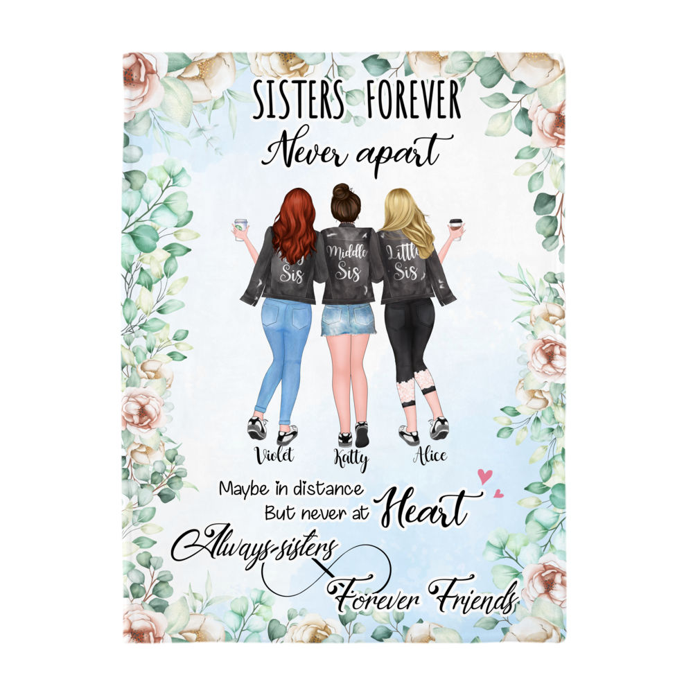 Personalized Blanket - Sister Forever Maybe in Distance but Never at Heart_2