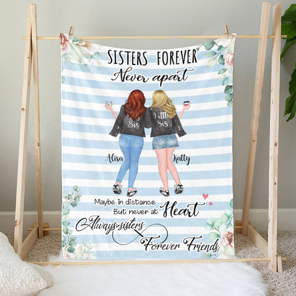 Personalized Fleece Blanket - Sisters Forever Never Apart (Ver 2)_1