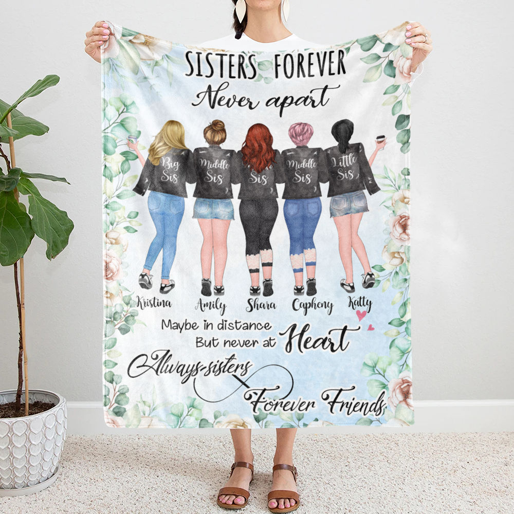 Personalized Fleece Blanket - Sisters Forever, Never Apart (Ver 1)