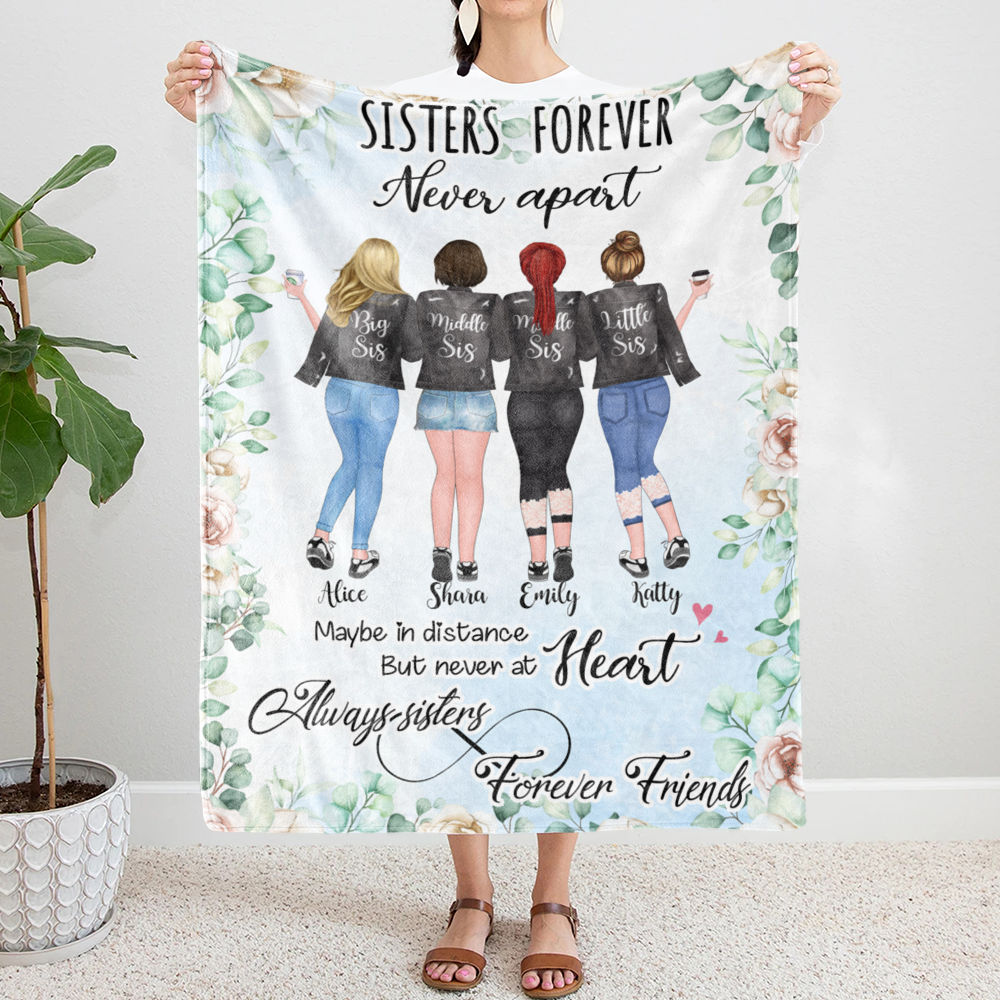 Customized Fleece Blanket - Sister Forever, Never Apart