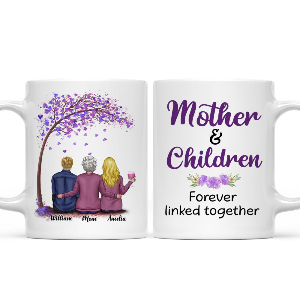 Personalized Mug - The Best Gift for Mother's Day - Mother and Chirldren Forever Linked Together - Purple Color - C-Pur-MB-US-0TG_3