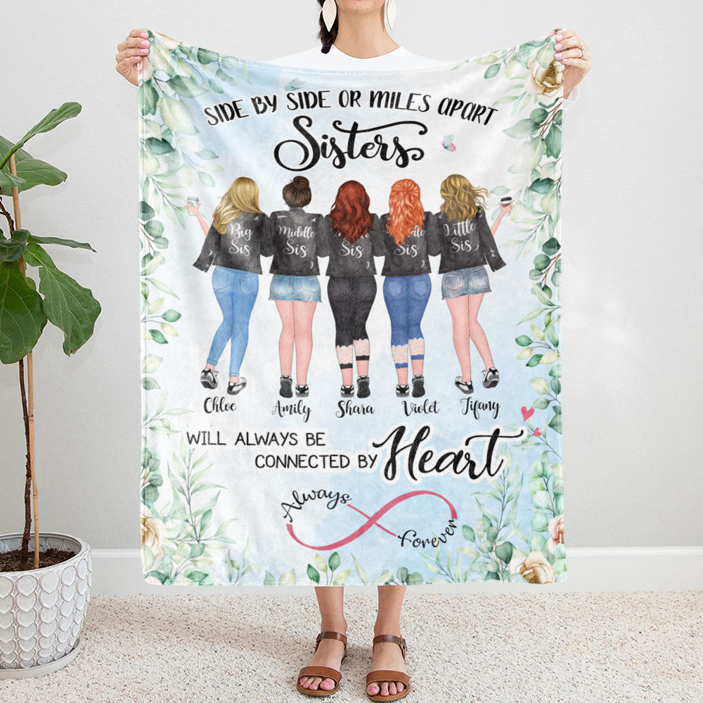 5 Sisters Custom Fleece Blankets - Side by Side or Miles Apart