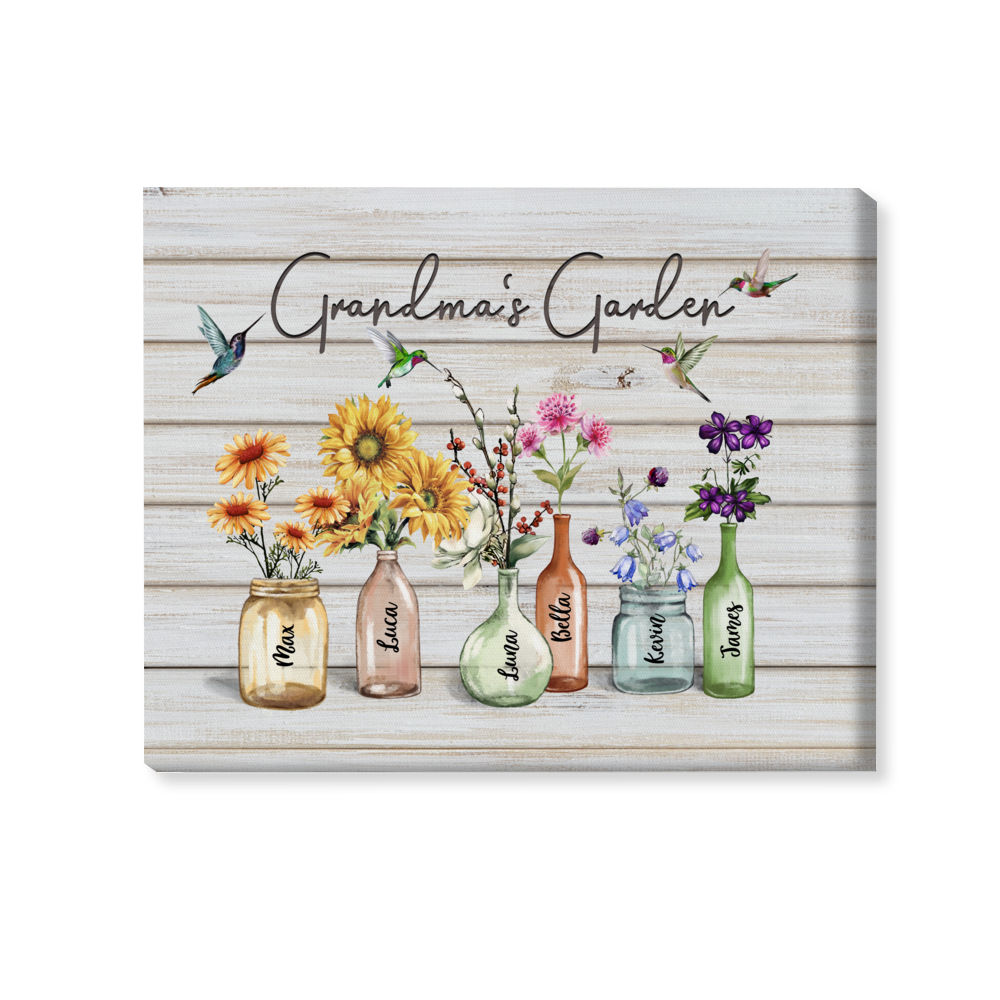 Family - Up to 12 People - Grandma's Garden - Gifts For Grandma, Mother's Day, Birthday Gifts For Grandma - Personalized Wrapped Canvas_3