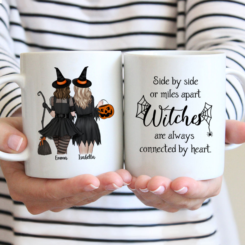 Personalized 2 Witches Mug - Witches will Always be Connected by Heart