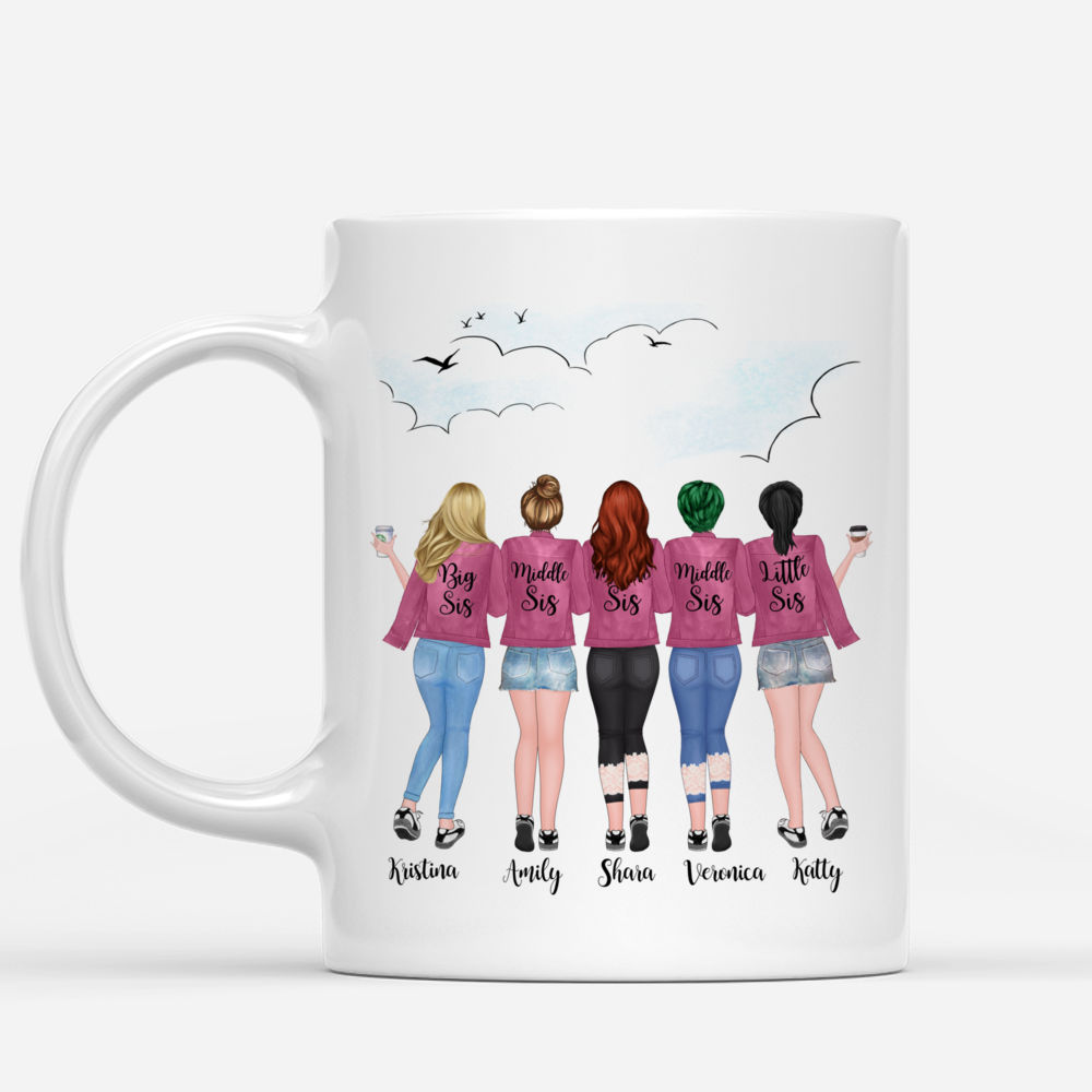 Custom Coffee Mugs for 5 Sisters - Sisters Forever, Never Apart_1