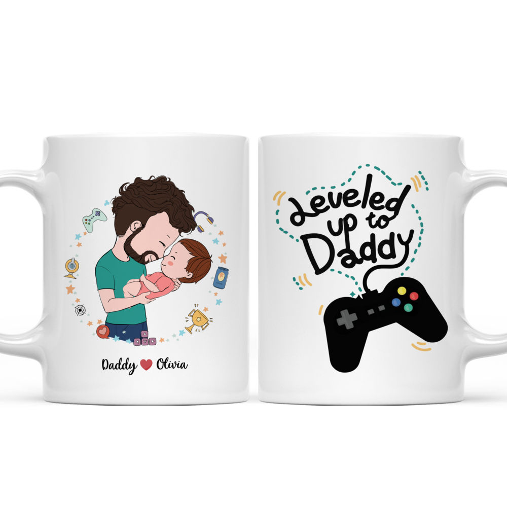 Leveled Up to Daddy Mug - Personalized Father and Baby Mug_3