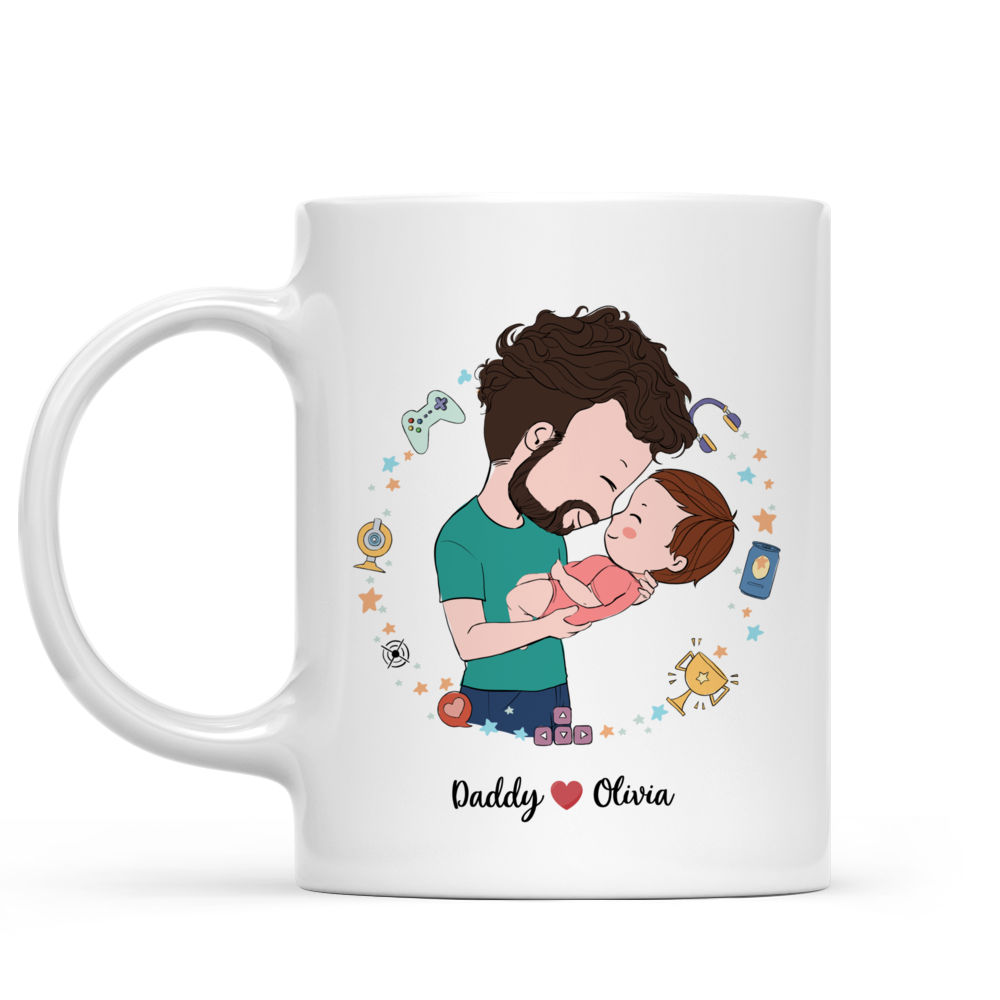 Leveled Up to Daddy Mug - Personalized Father and Baby Mug_1