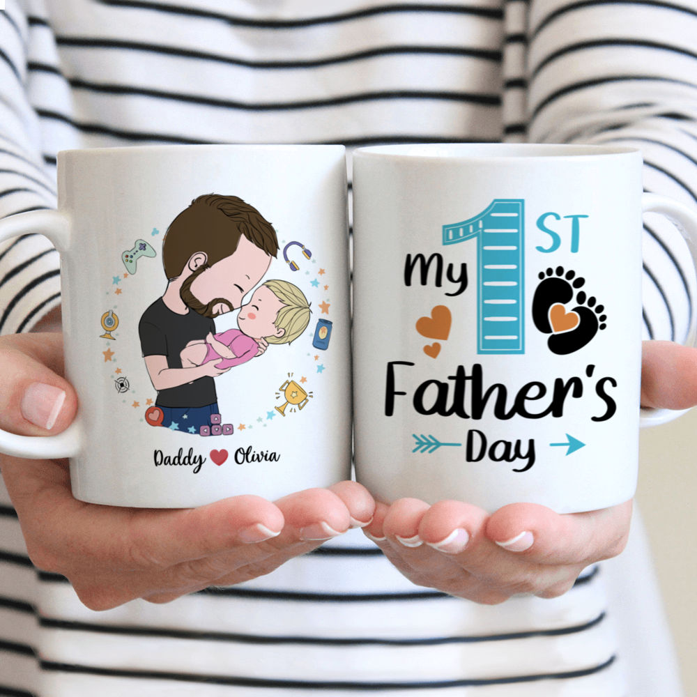 My 1st Father's Day Mug - Personalized Dad Mug for 2024 Gifts_1