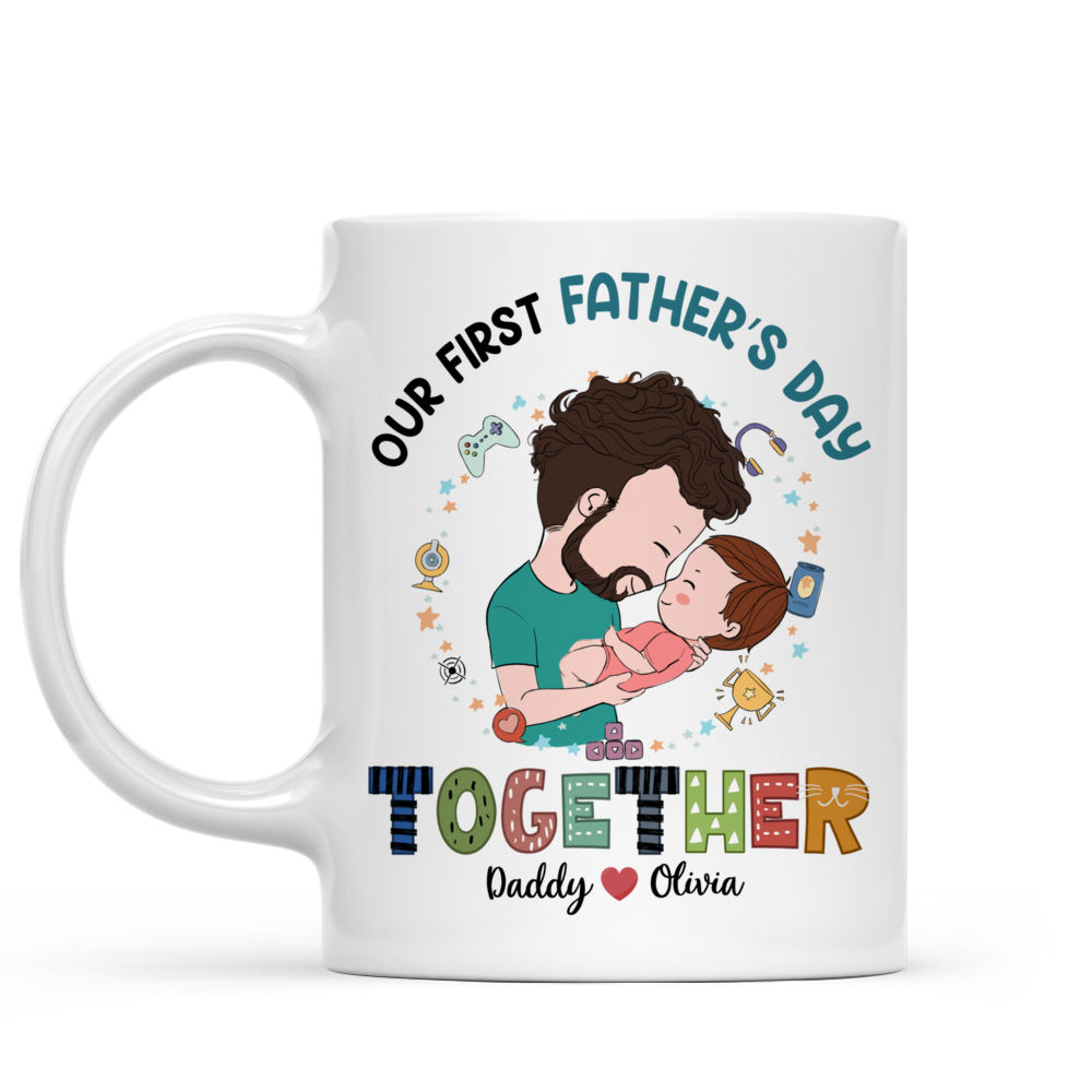 Personalized Mug - Father and Baby - Leveled Up To Daddy T1_2