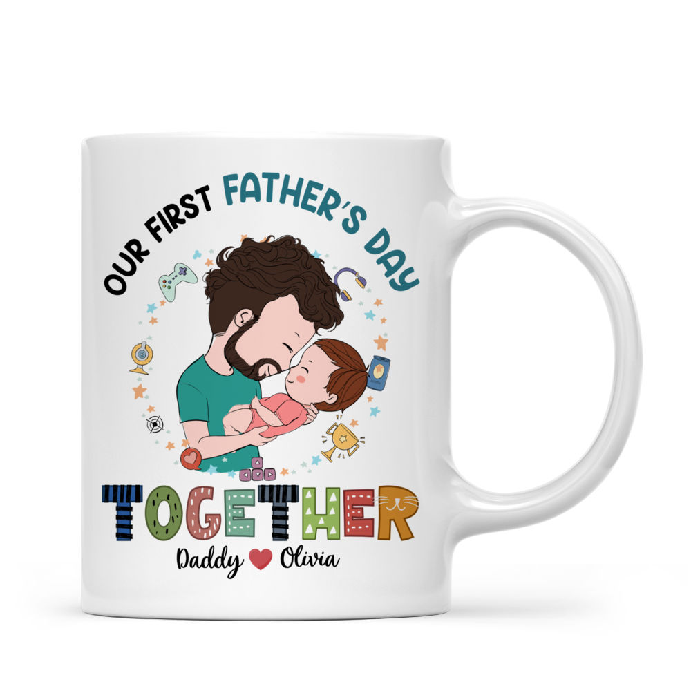 Personalized Mug - Father and Baby - Leveled Up To Daddy T1_3