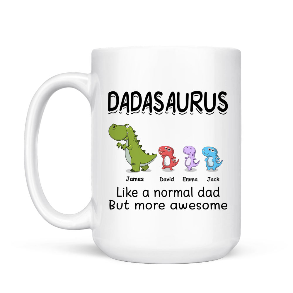 Gossby Personalized DADASAURUS Mug (2 Kids) - Funny Dad Gift from Daughter,  Son with Dinosaur Avatar…See more Gossby Personalized DADASAURUS Mug (2