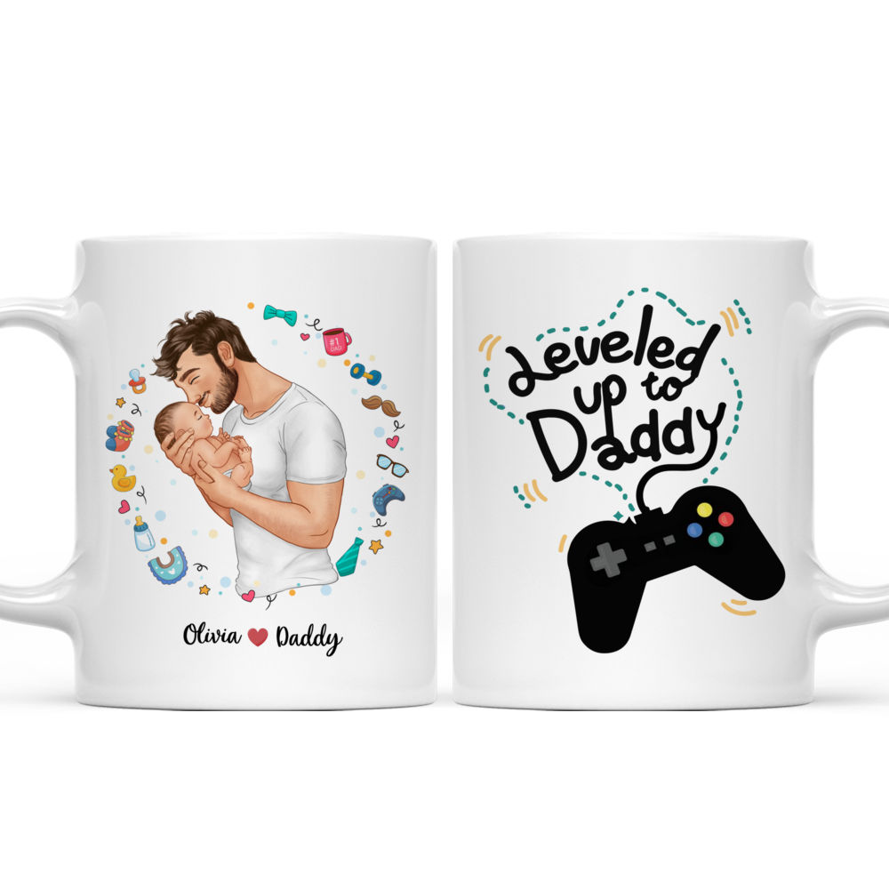 Personalized Mug - Father and Baby - Leveled Up To Daddy - 2024 Mug H1_3