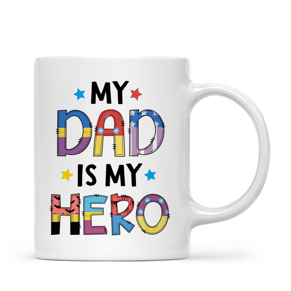 Father and Kid's - My Dad is my Hero H3 - Personalized Mug_2