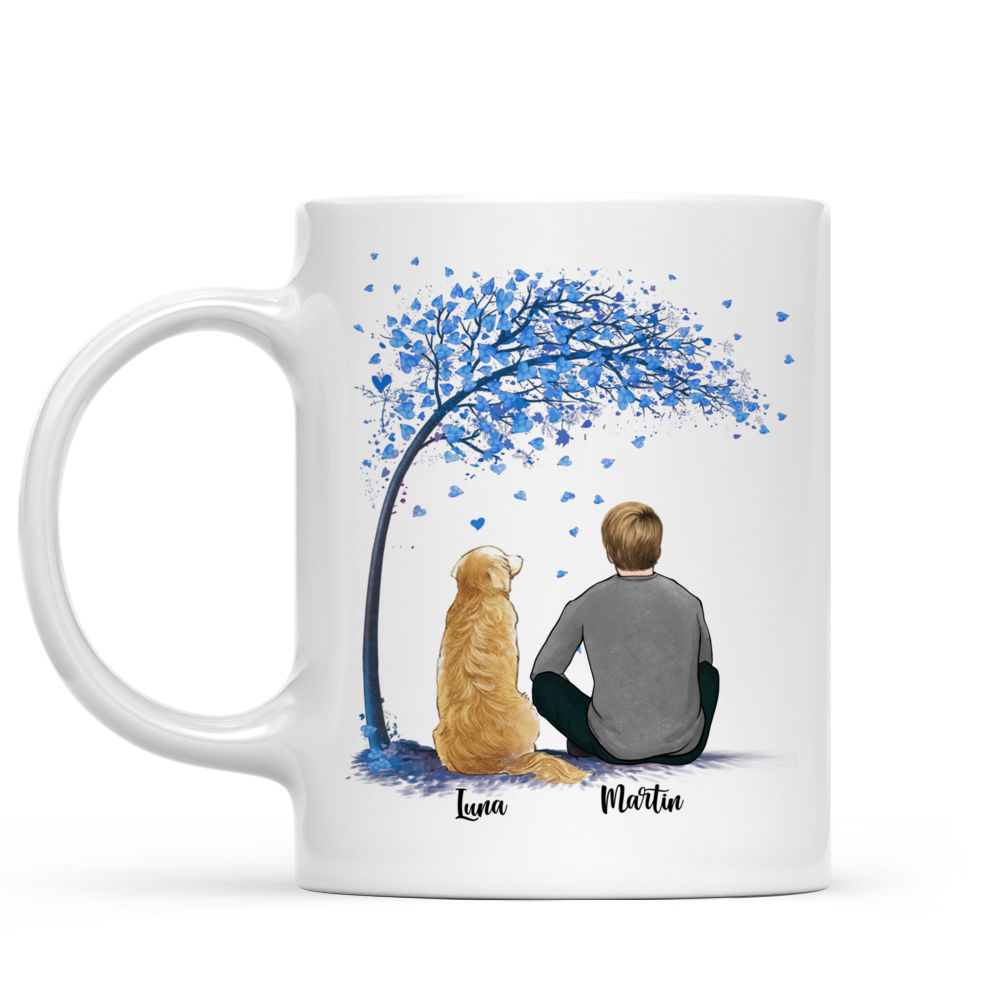 Personalized Mug - Man and Dogs - Dear dad, thanks for all the belly rubs and for picking up my poop. Love, your favorite - Blue_1