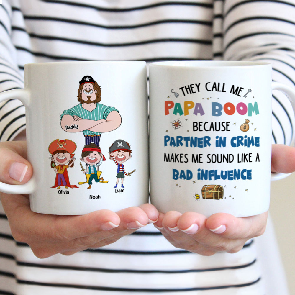 Personalized Mug - Father & Children - They call me papa boom because partner in crime makes me sound like