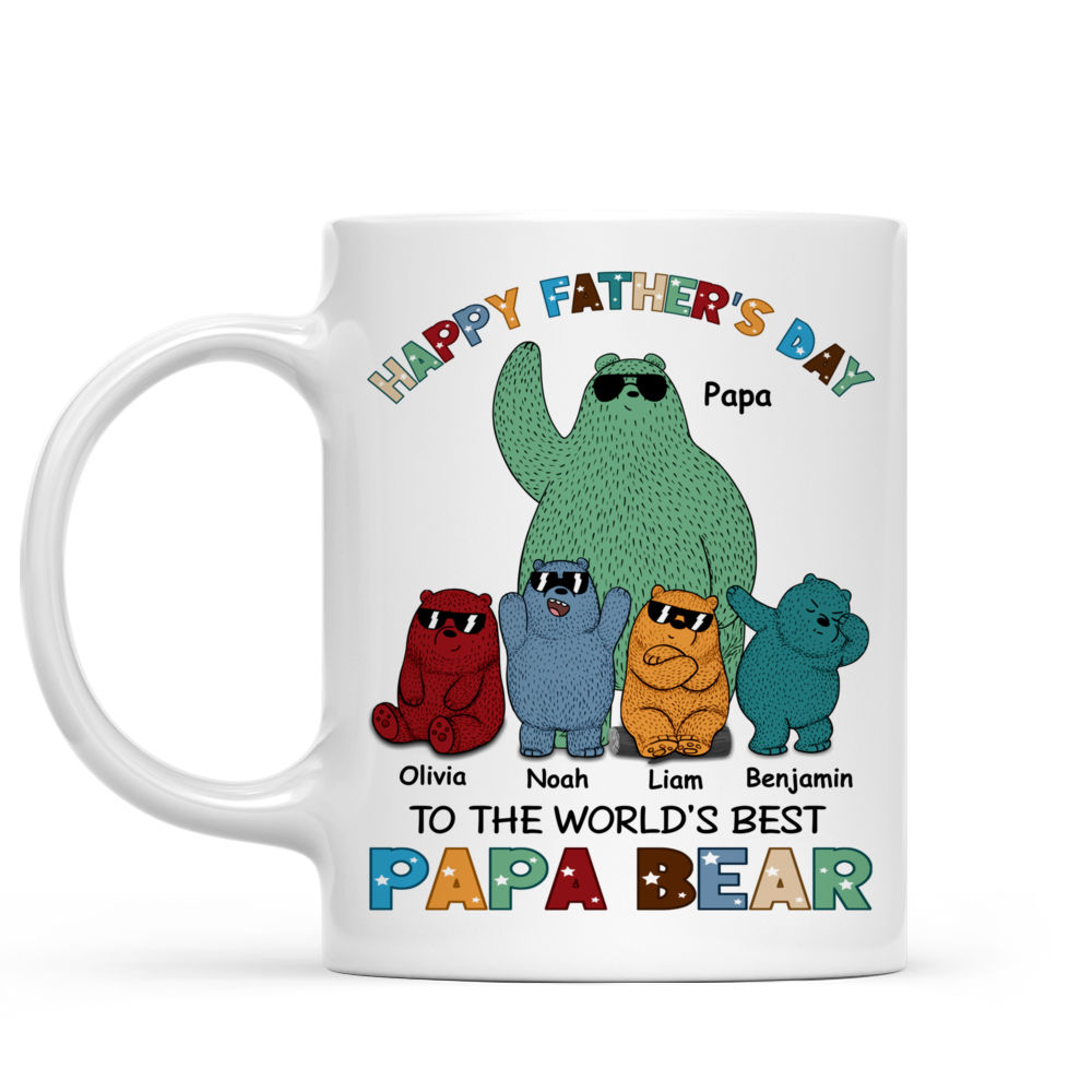 Custom Papa Bear Coffee Mug - Personalized Cup Gifts for Birthday, Father's  Day