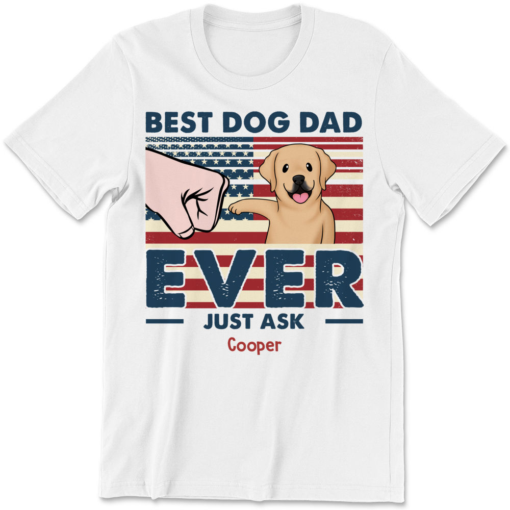 Gossby Personalized Classic Tee Black S - Up to 3 Dogs - Funny T Shirt - Best Dog Dad Ever, Just Ask