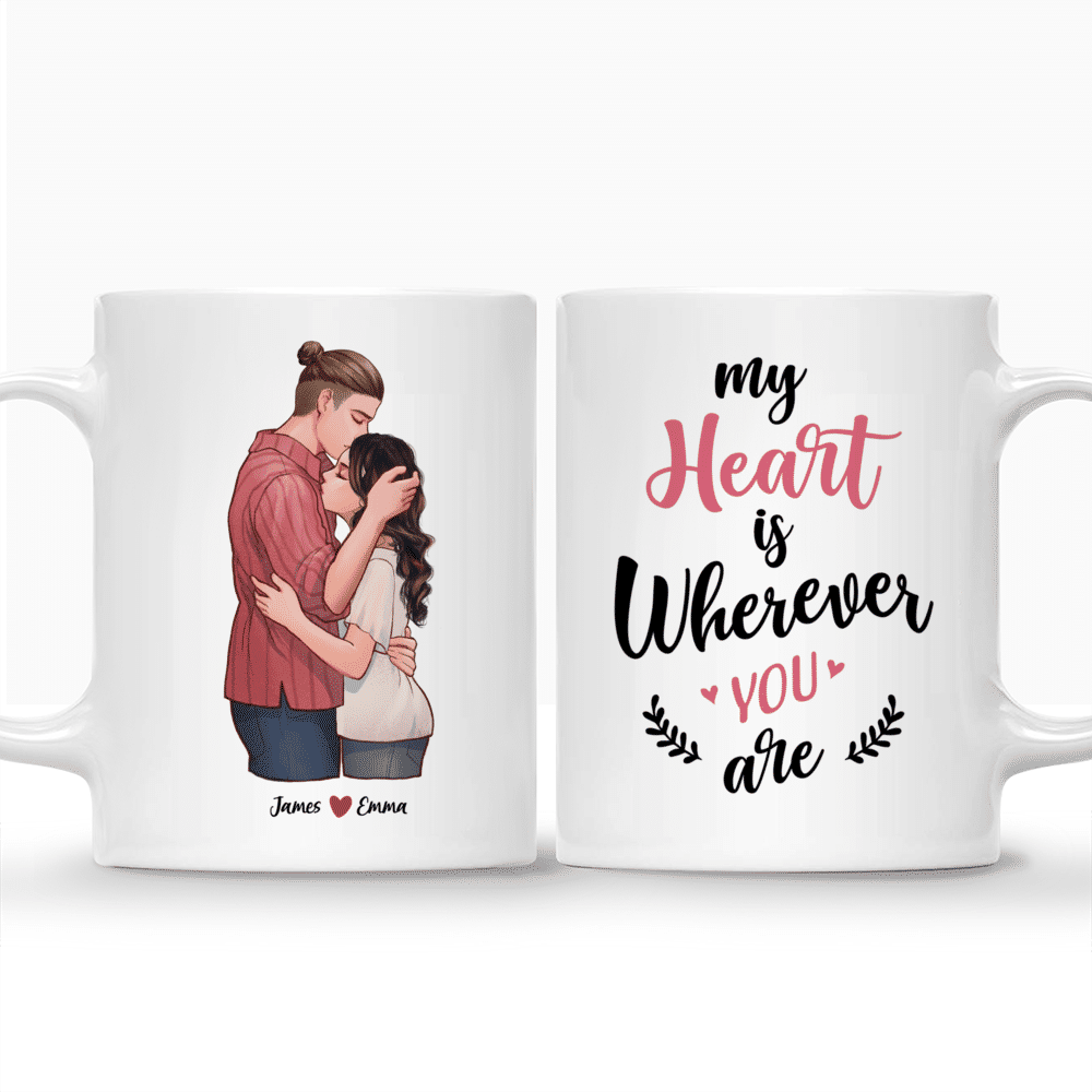 Personalized Mug of Couple Hugging - My Heart is Whenever You Are_3