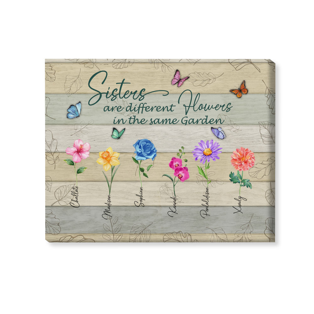 Personalized Wrapped Canvas - Family - Sisters are different flowersin the same garden_1