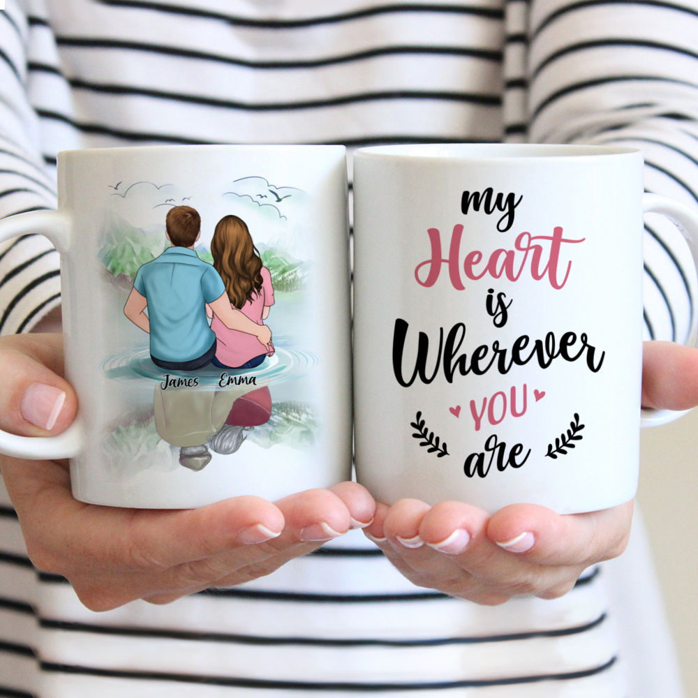 Personalized Couple mug - My Heart Is Wherever You Are
