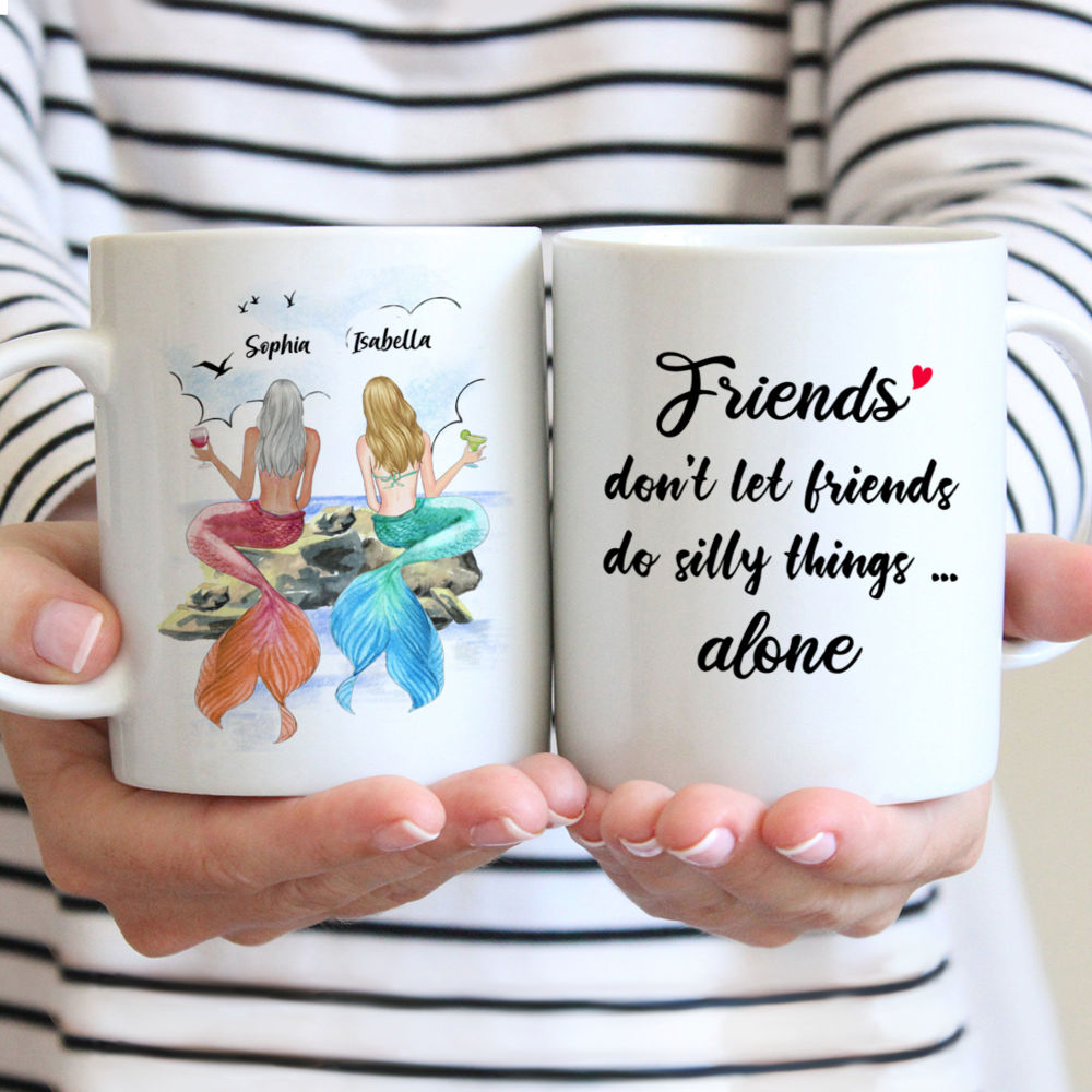 Personalized Mug For Best Friend Mermaid Girls - Friends Don't Let Friends...