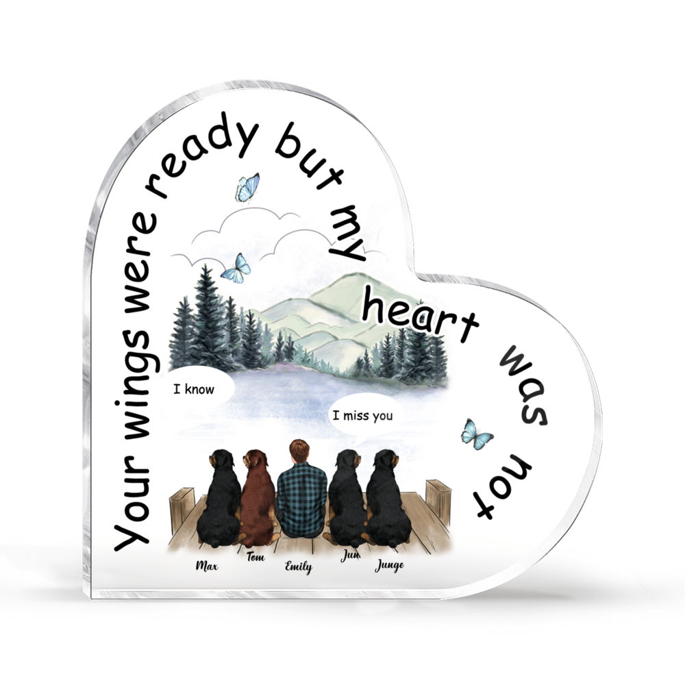 Dog Lover - Your wings were ready but my heart was (Custom Heart-Shaped Acrylic Plaque)