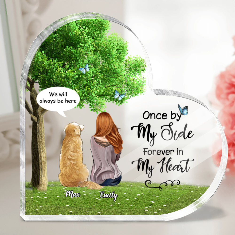 Personalized Dog And Jesus Sitting On The Moon Heart Acrylic Plaque - Memorial Gift Idea For Dog Lover - I Love You To The Moon And Back main image 0