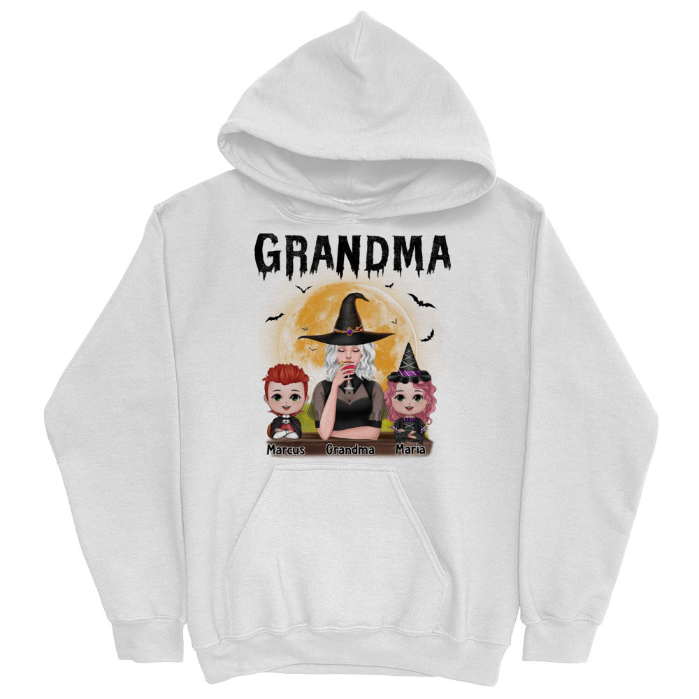 Personalized Shirt - Grandma & Grandkids Hoodie - Grandma Mom Witch With GrandKids Halloween - Up to 4 Kids_1