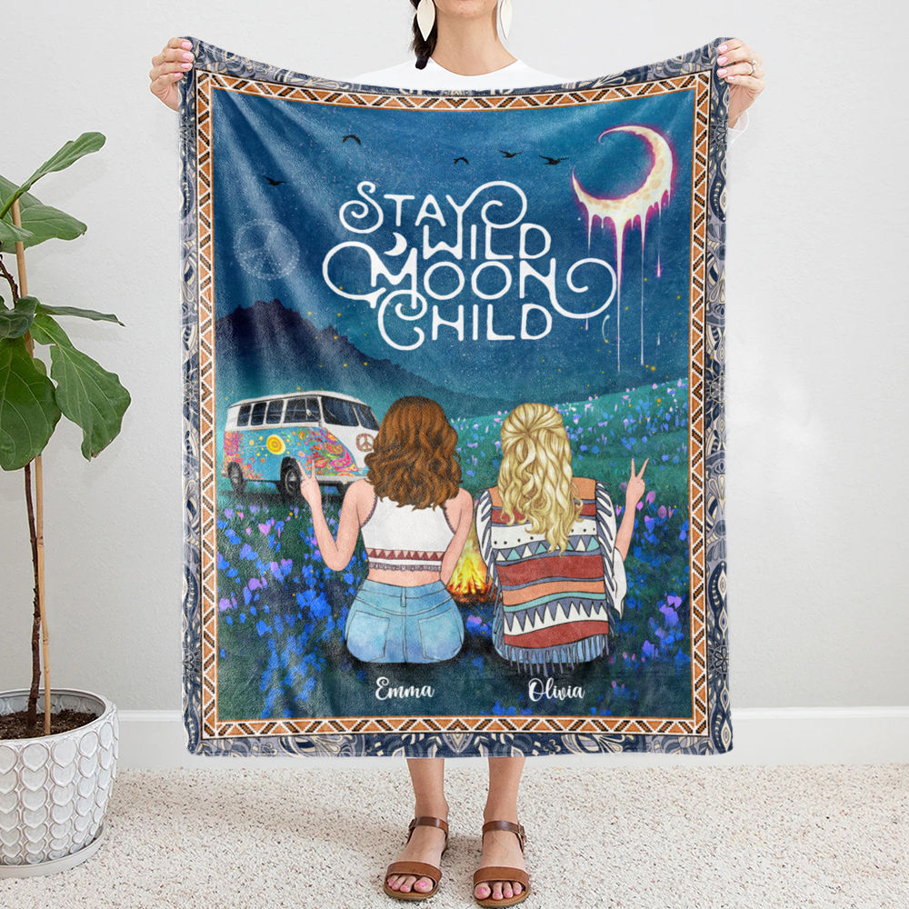 Personalized Fleece Blanket - Hippie Bohemian - Stay Wild Moon Child