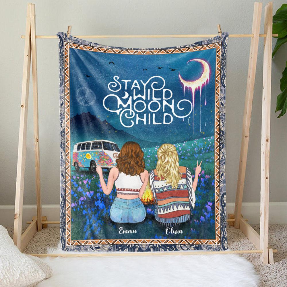 Personalized Fleece Blanket - Hippie Bohemian - Stay Wild Moon Child_1