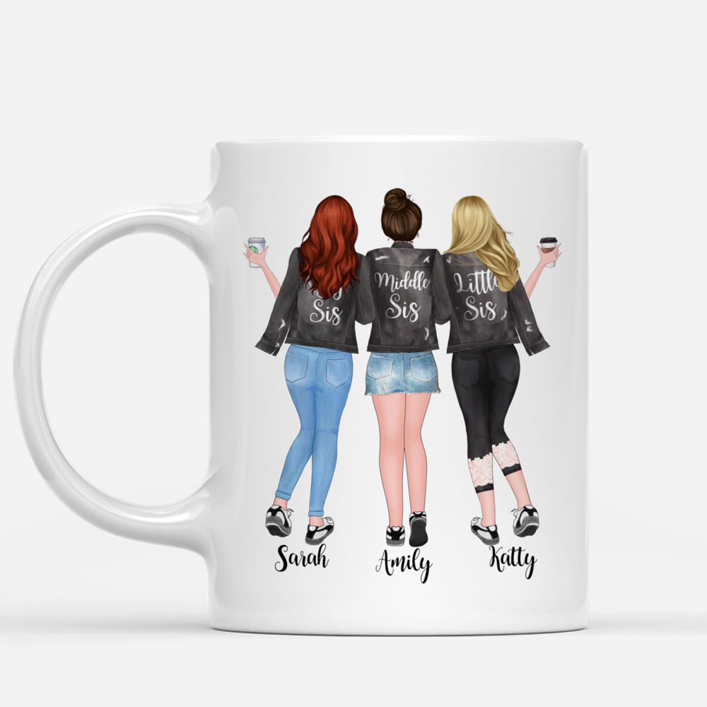 Personalized Mug - Up to 5 Sisters - Sisters forever, never apart. Maybe in distance but never at heart - Grey_1