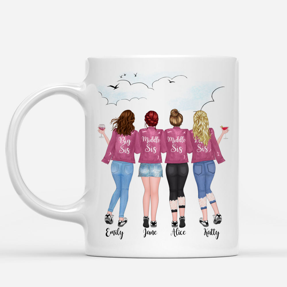 Custom Coffee Mugs for up to 5 Sisters - Sisters Forever, Never Apart_1