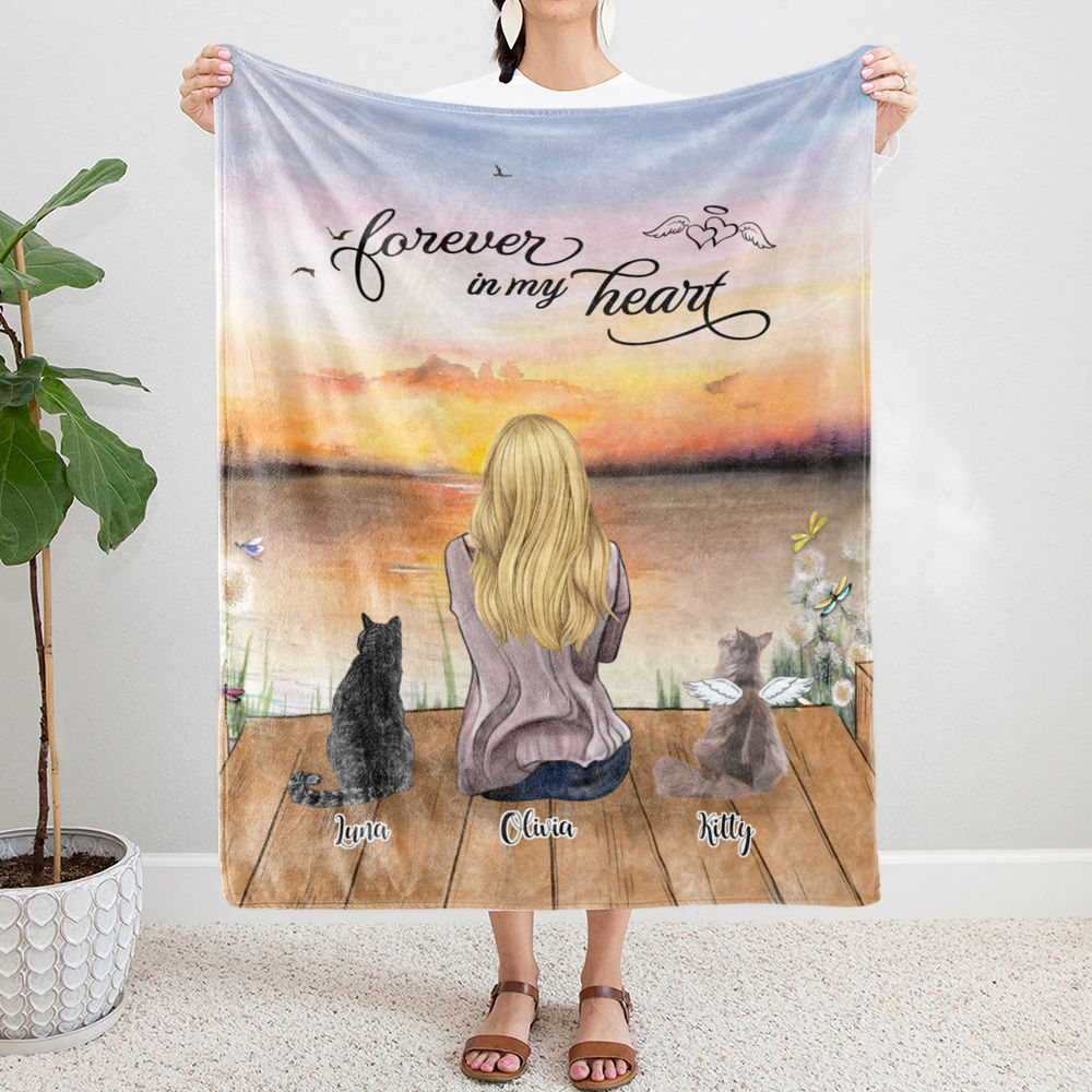 Personalized Fleece Blanket - Forever In My Heart (Loss of Cat)