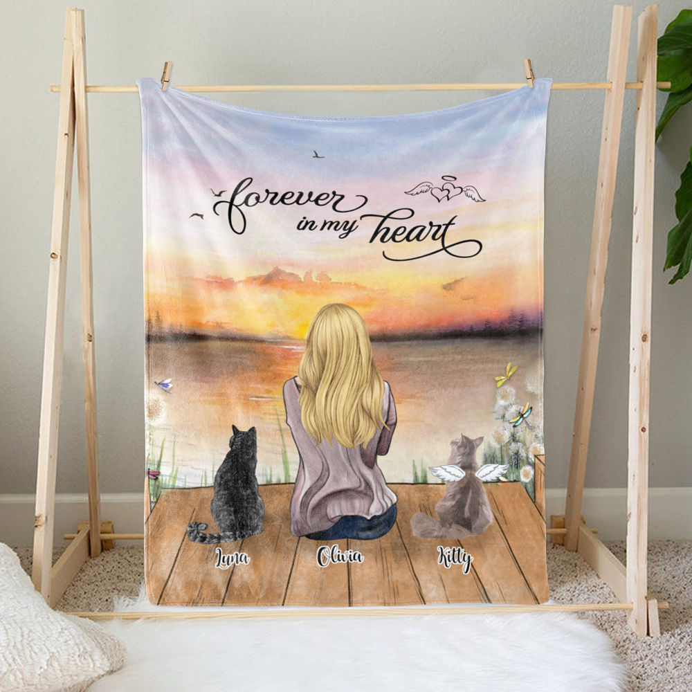 Personalized Fleece Blanket - Forever In My Heart (Loss of Cat)_1