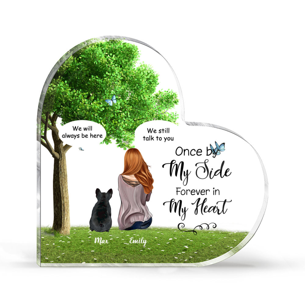 Dog Lover - Personalized Heart Acrylic Plaque - Once by my side forever in my heart