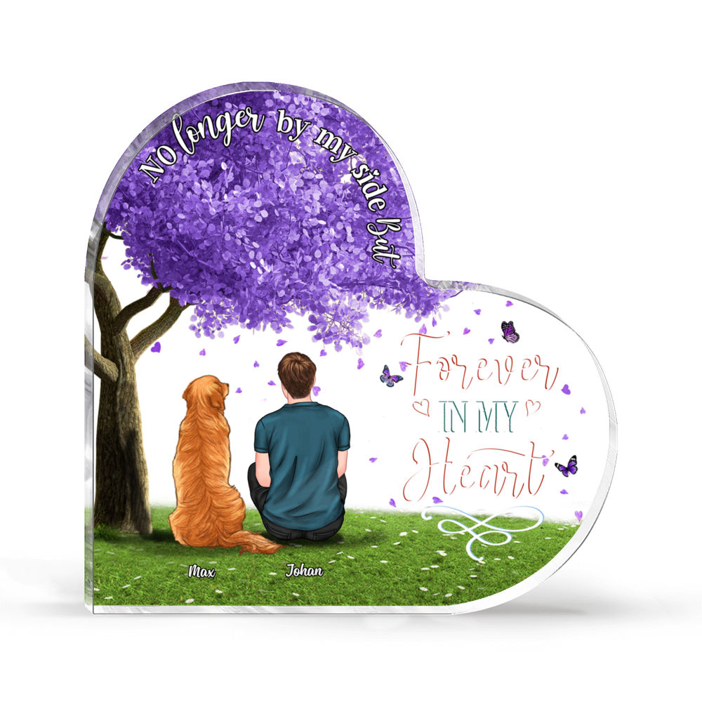 Personalized Desktop - Semitest - Dog Lover - Personalized Heart Shaped Acrylic Plaque - No Longer By My Side But Forever In My Heart_1