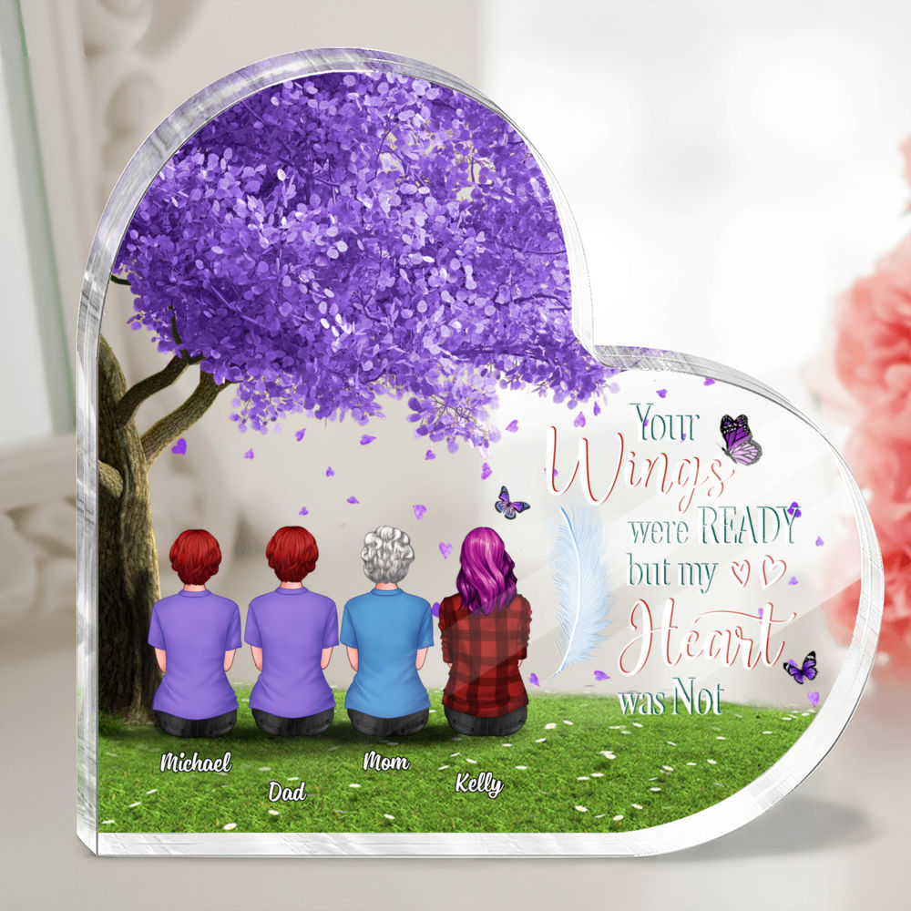 Personalized Desktop - Semitest - Family Memorial Personalized Acrylic Heart Plaque - Your Wings Were Ready But My Heart Was Not V2