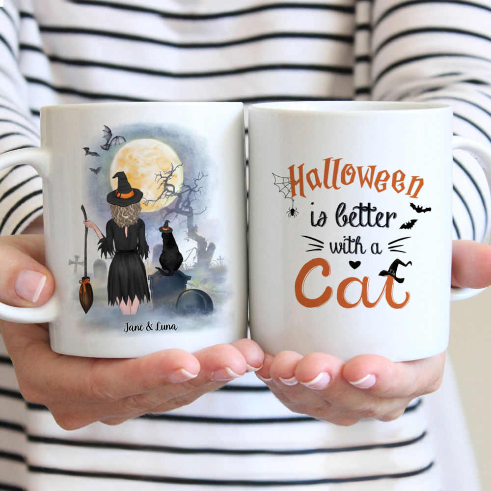 Personalized Mug - Halloween is Better With A Cat