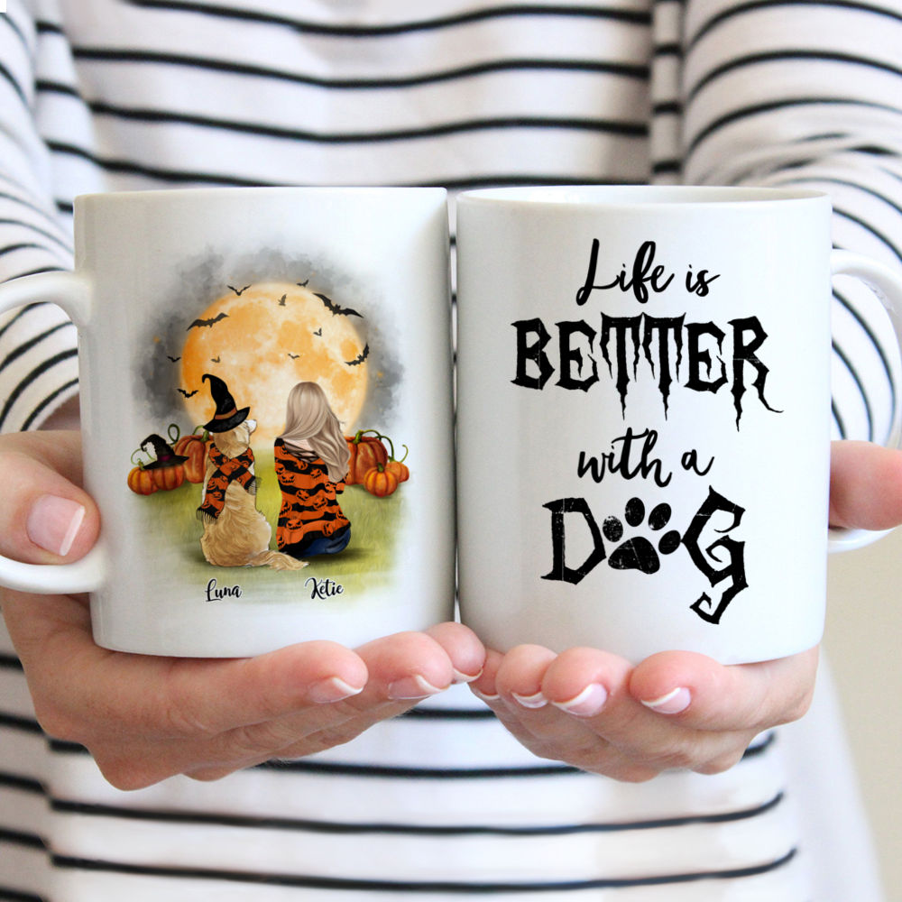 Personalized Mug - Girl and Dogs - Life Is Better With A Dog - HLW