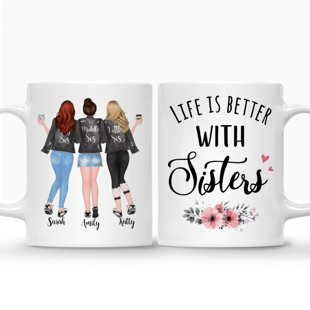 Personalized Mug - Up to 5 Sisters - Life is better with Sisters (Ver 1) - Grey_3