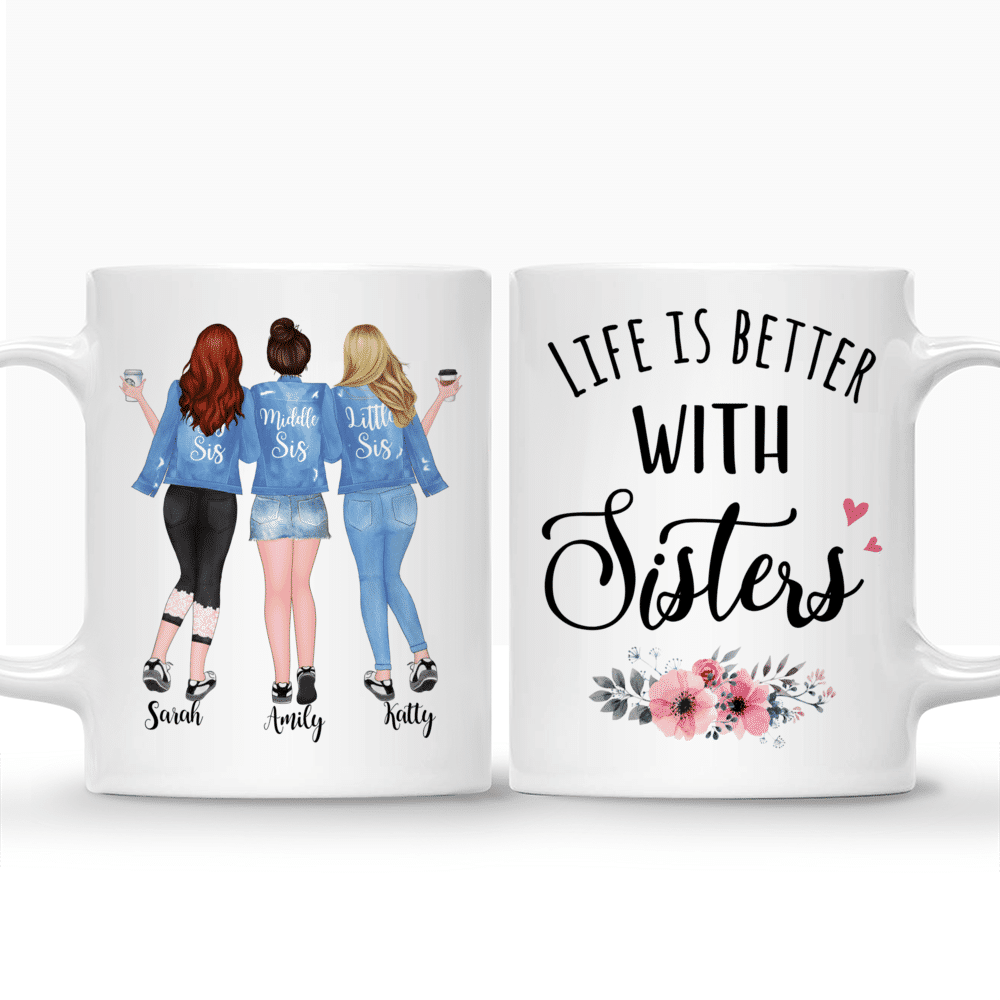 Personalized Mug - Up to 5 Girls - Life is better with Sisters (Ver 1) - Blue_3