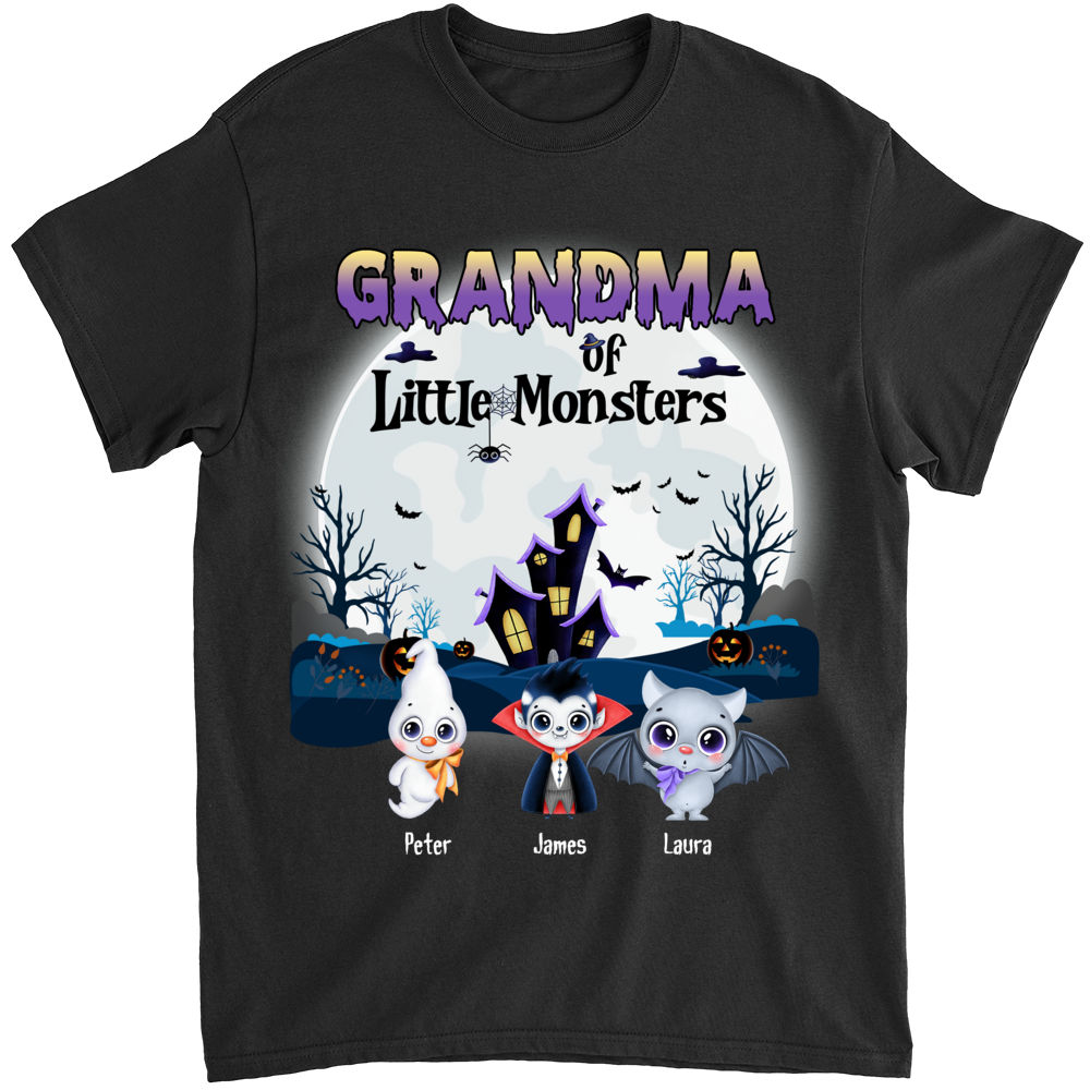 Personalized Shirt - Halloween T shirt - Grandma little of monsters_1