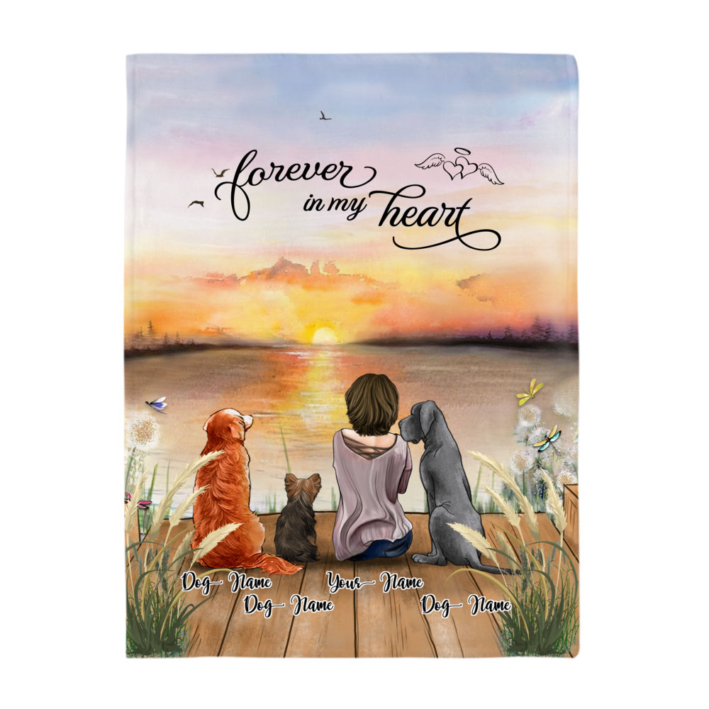 Personalized Blanket - Girl And Dogs - Forever In My Heart V2 - Blanket_2