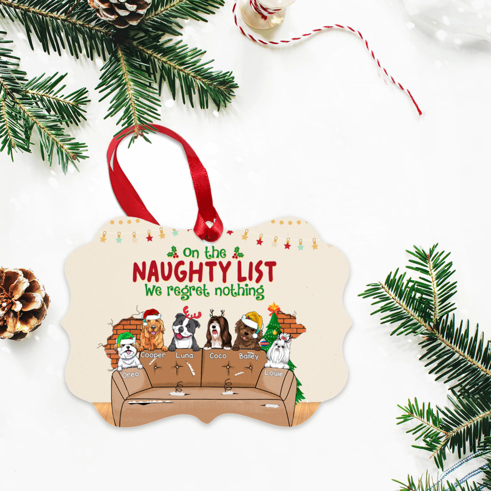 Dog Lovers - On The Naughty List We Regret Nothing - Personalized Ornament_3