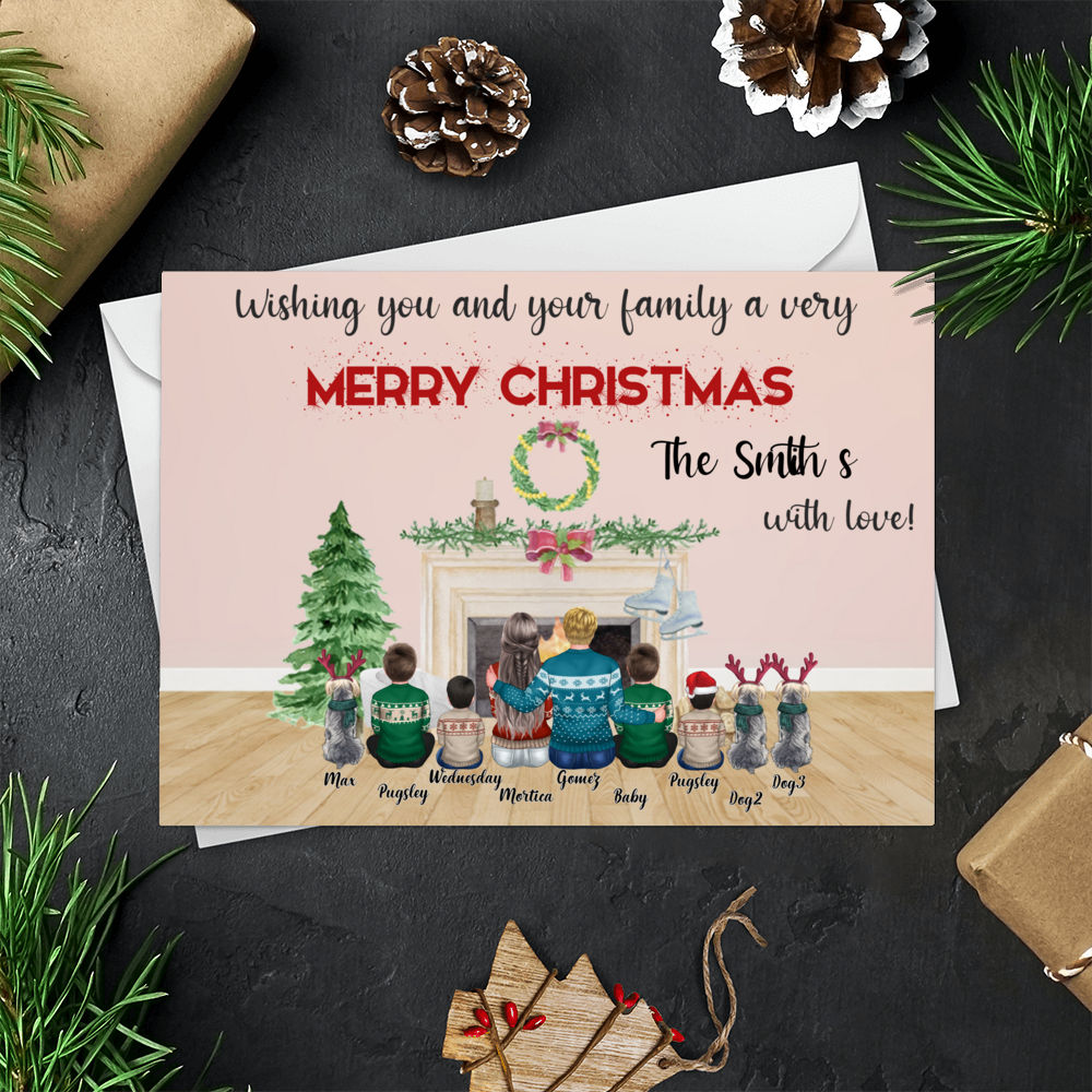 Christmas Personalized Postcard - Wishing you and your family a very merry christmas