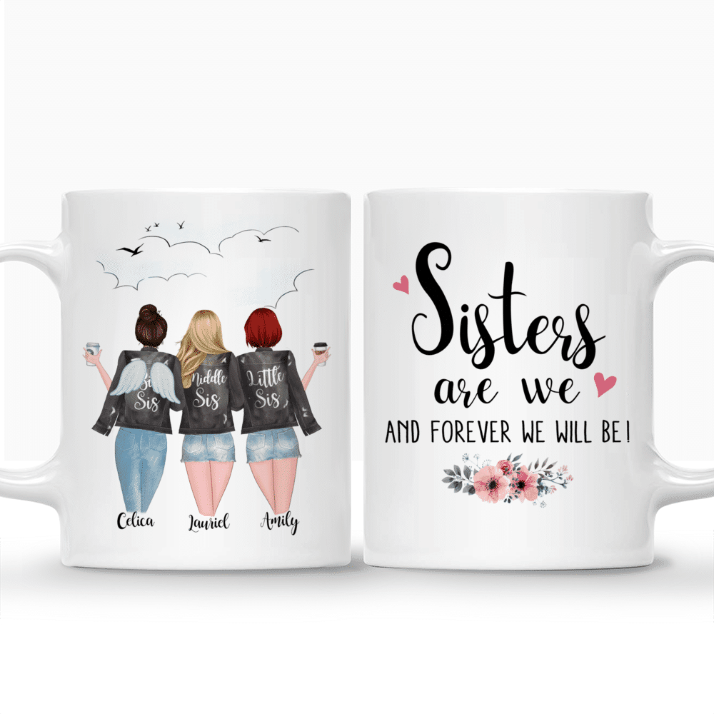 Personalized Mugs for 3 Sisters With Angel Wings - Sisters Are We. And Forever We'll Be_3