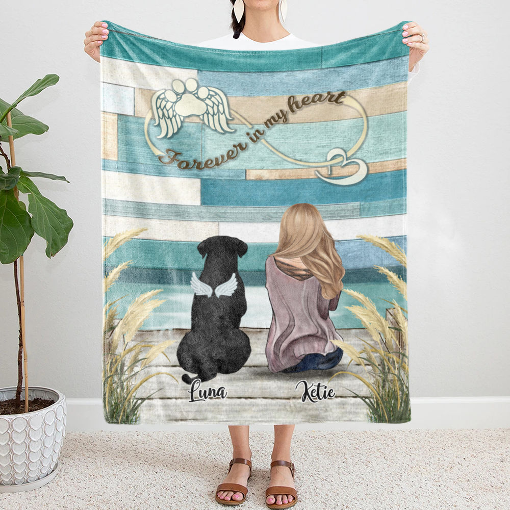 Personalized Fleece Blanket - Forever In My Heart (Loss of Dogs)